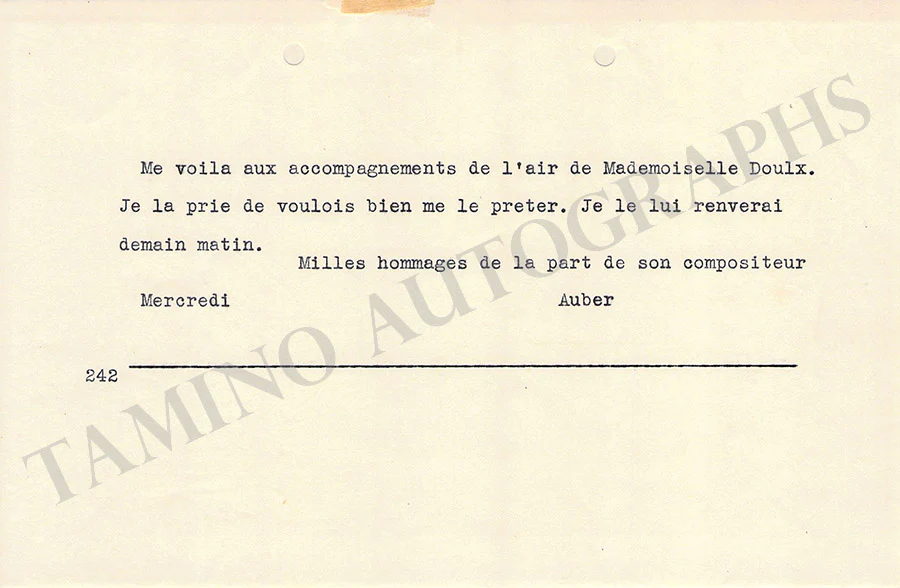 Auber, Daniel - Autograph Manuscripts (Various Options) - Image 5