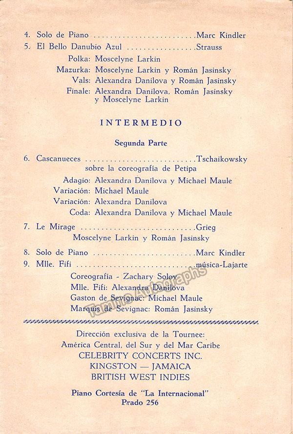Danilova, Alexandra - Signed Program Havana 1954 - Image 3
