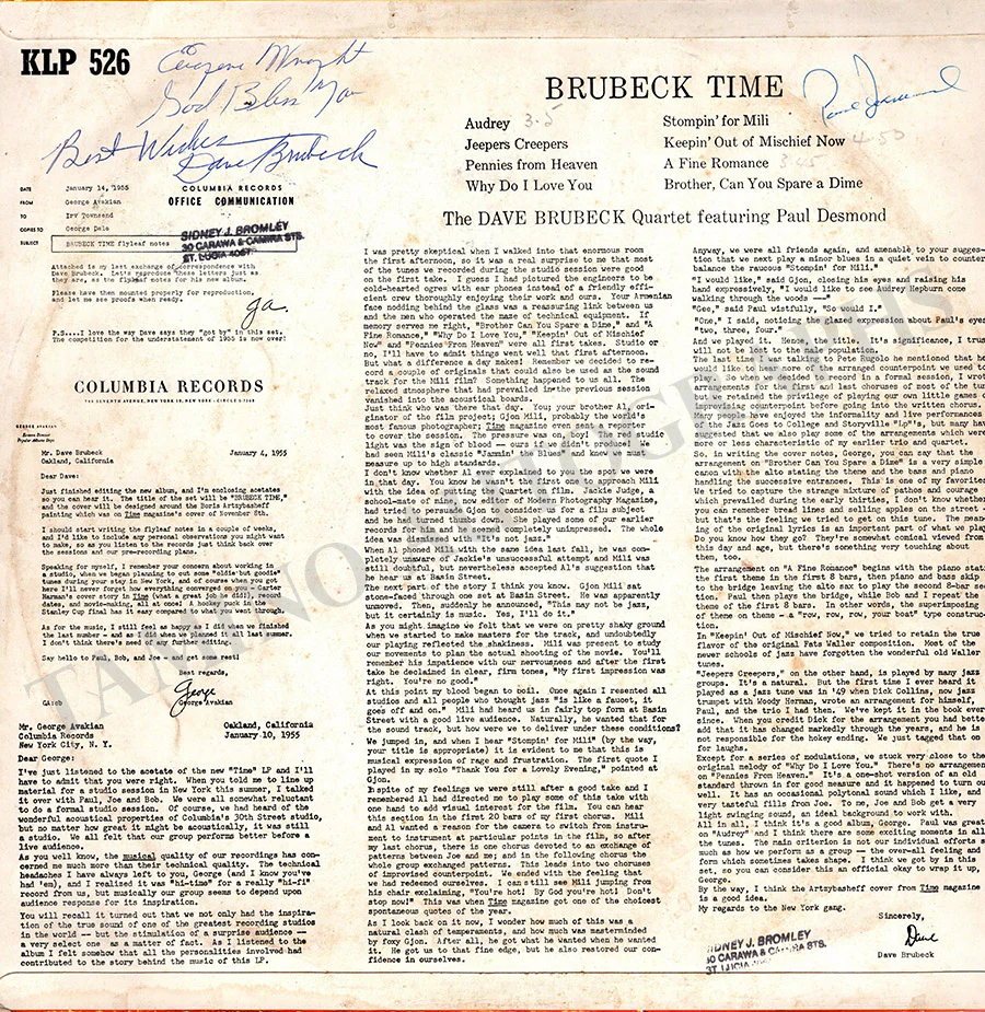 Brubeck, Dave - Desmond, Paul - Signed LP Record - Image 2