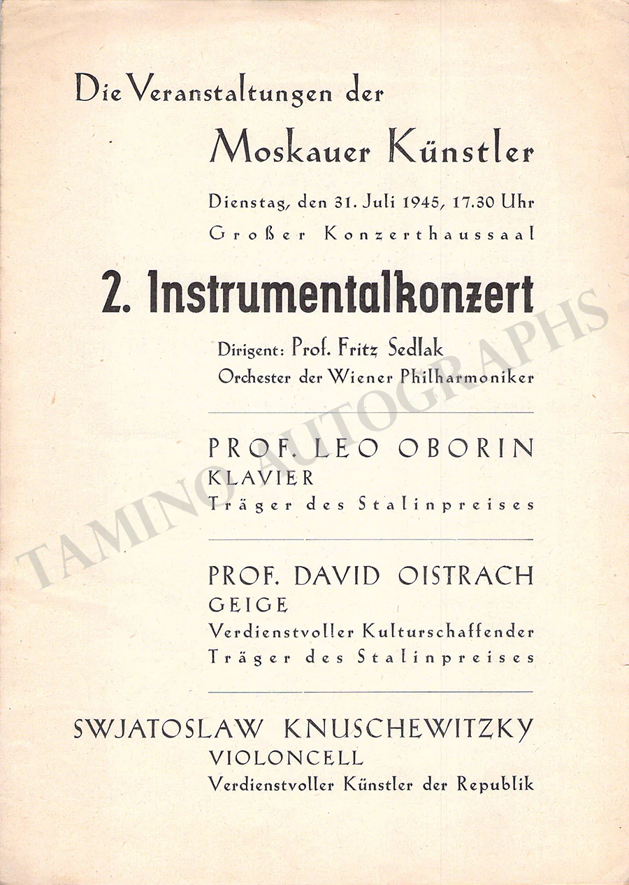 Oistrakh, David - Set of 4 Concert Programs Vienna 1945 - Image 5