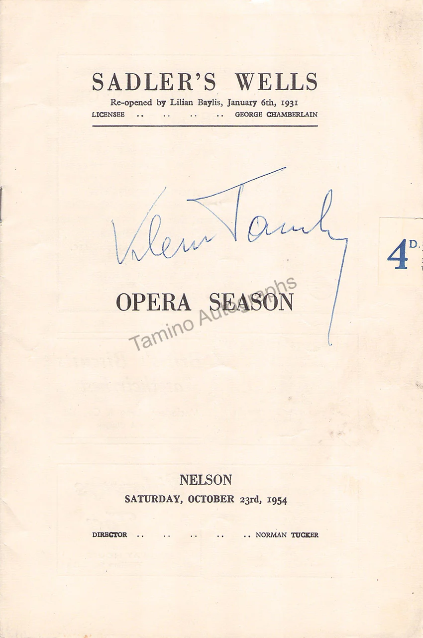 Ward, David - Tausky, Vilem - Signed Program "Nelson" London 1954
