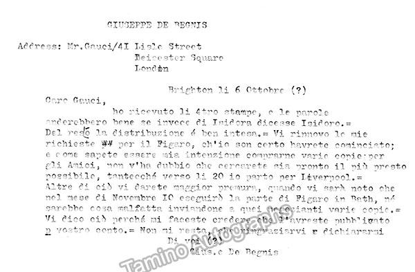 De Begnis, Giuseppe - Autograph Letter Signed - Image 2