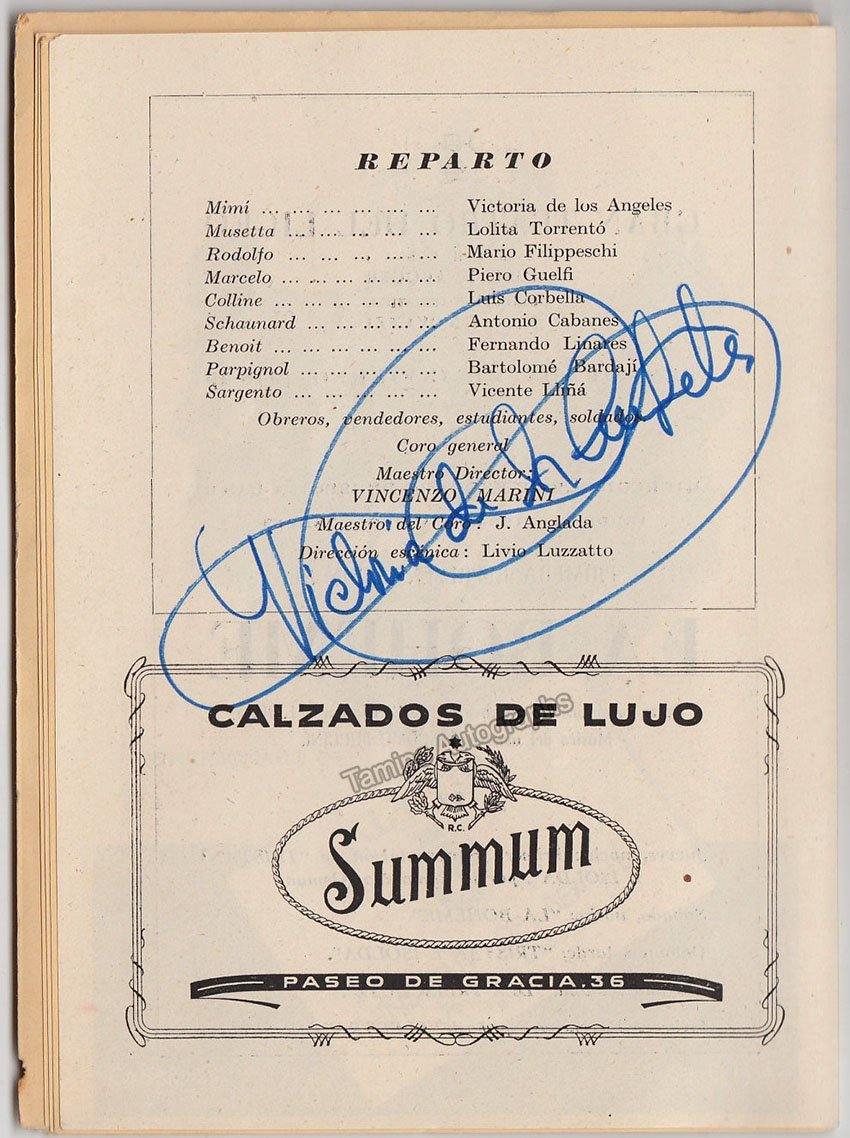 De los Angeles, Victoria - Lot x 6 Signed Opera Programs