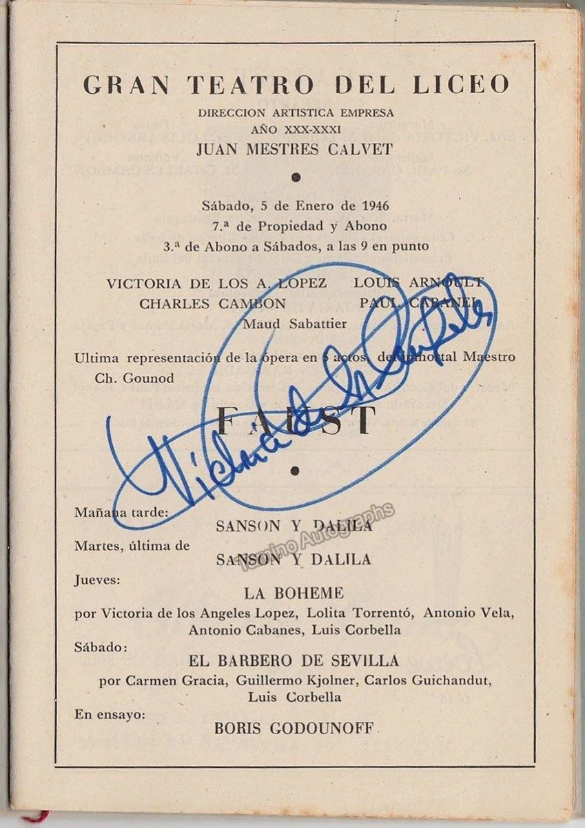 De los Angeles, Victoria - Lot x 6 Signed Opera Programs - Image 2