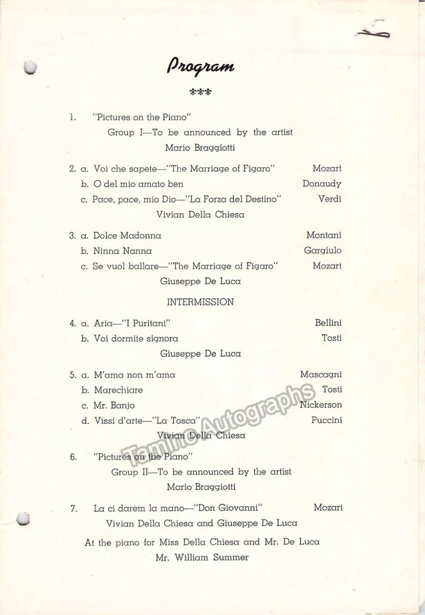 De Luca, Giuseppe - Signed Program Washington 1947 - Image 2