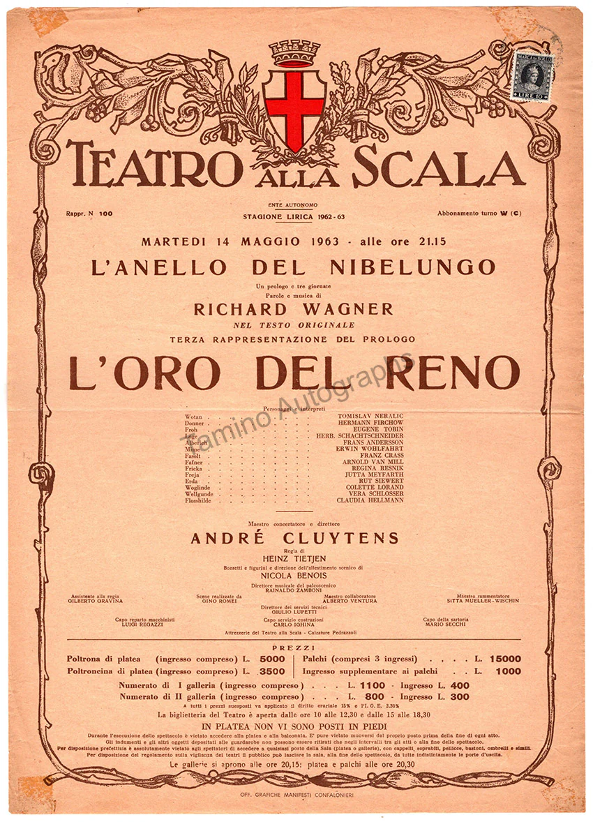 Der Ring des Nibelungen - Set of 4 Teatro La Scala Playbills 1963