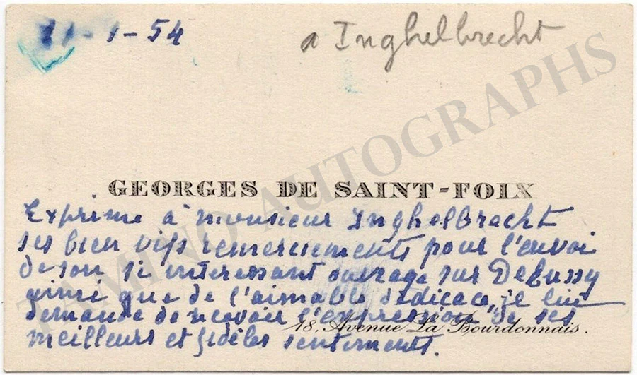 Inghelbrecht, Desire-Emile - Set of 3 Autograph Notes Sent to Him - Image 3