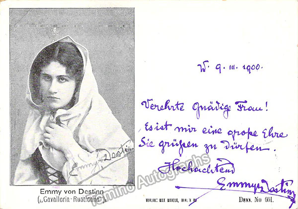 Destinn, Emmy - Signed Photograph in Cavalleria Rusticana 1900