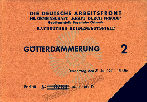 Die Gotterdammerung - Bayreuth Playbill + Ticket Stub 1941 - Image 2
