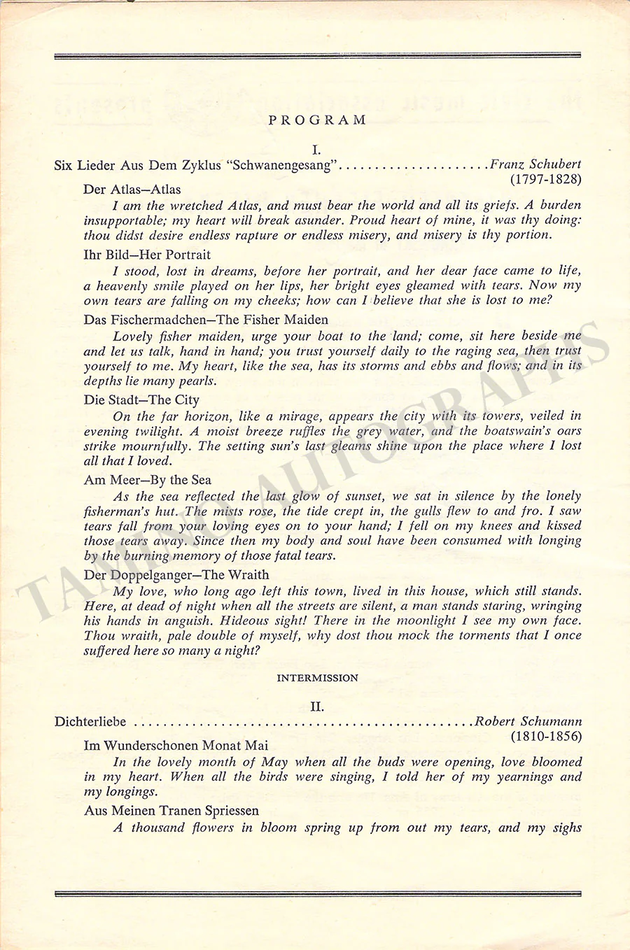 Fischer-Dieskau, Dietrich - Signed Program New York - Image 2