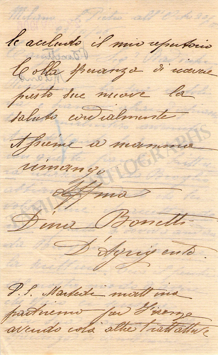 Bonetti d'Agrigento, Dina - Set of 2 Autograph Letters Signed - Image 4