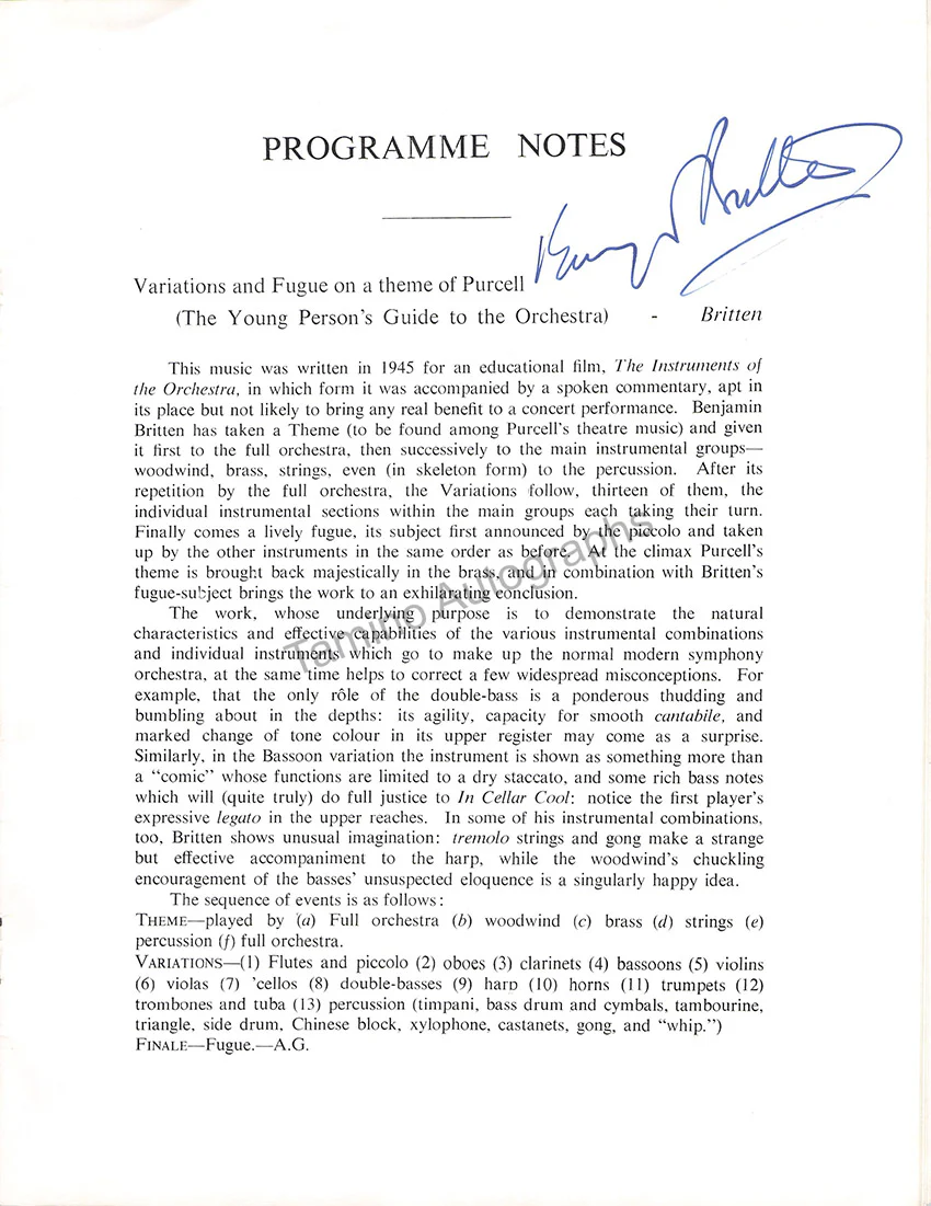 Shostakovich, Dmitri - Britten, Benjamin - Rozhdestvensky, Gennady - Rostropovich, Mstislav - Signed Program London 1960 - Image 2