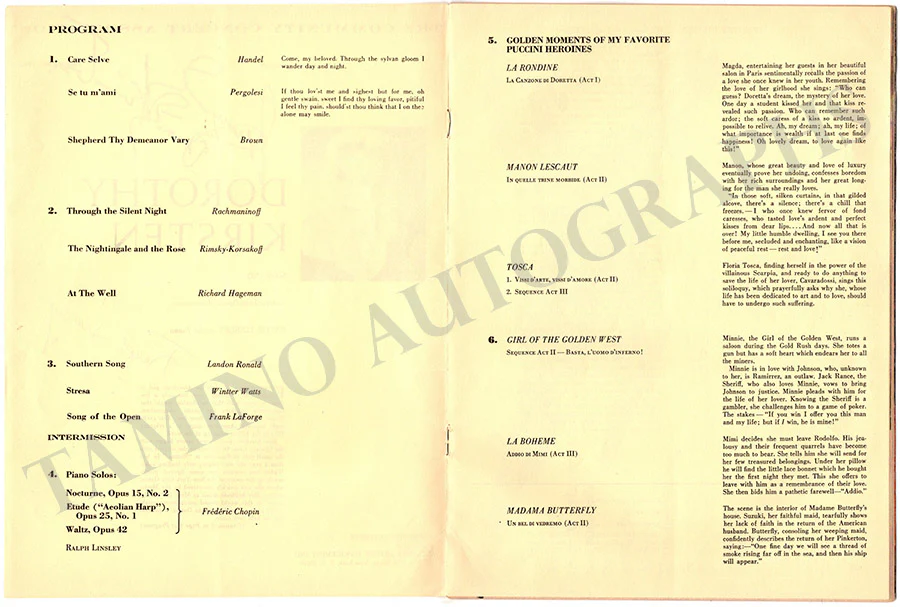 Kirsten, Dorothy - Signed Program New York 1967 - Image 2
