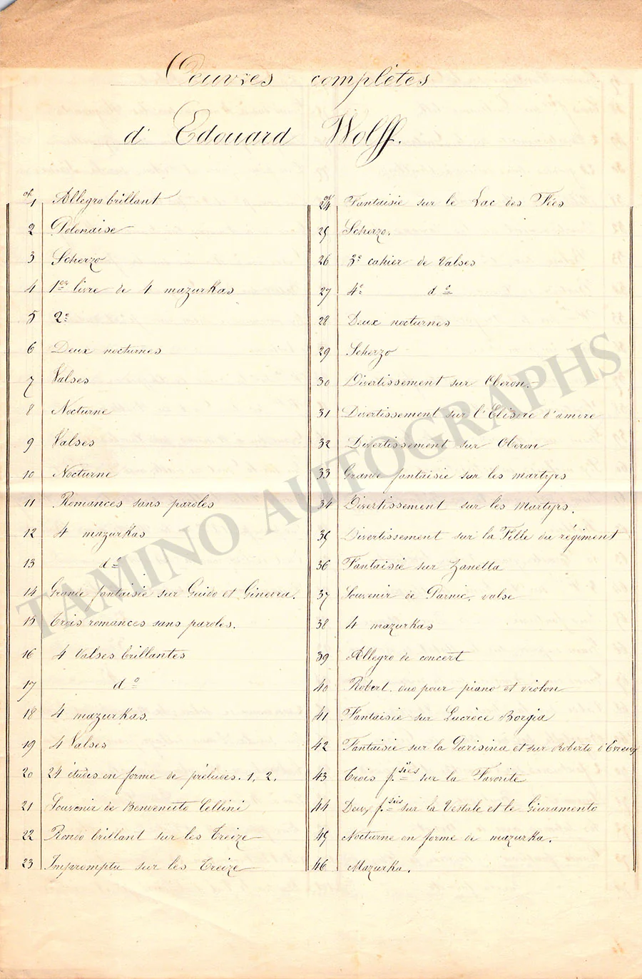 Wolff, Edouard - Signed Document - Image 2