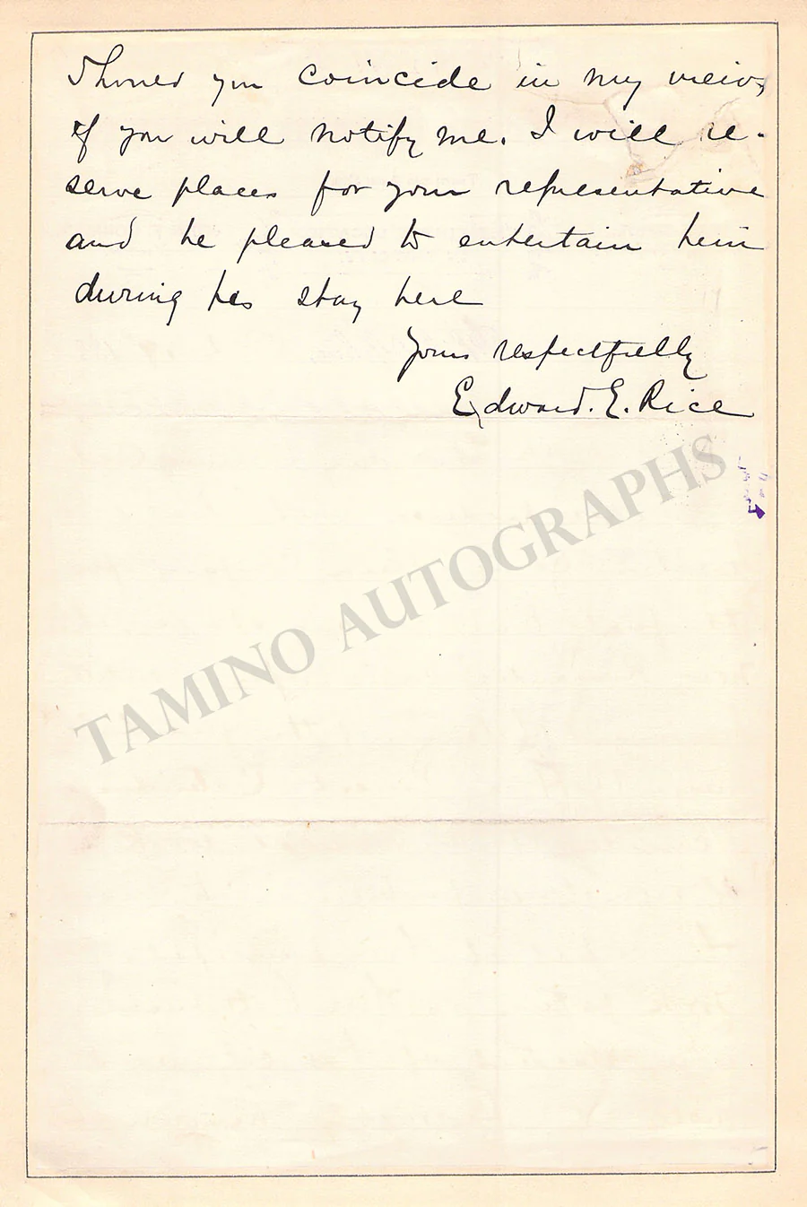Rice, Edward E. - Autograph Letter Signed 1883 - Image 2