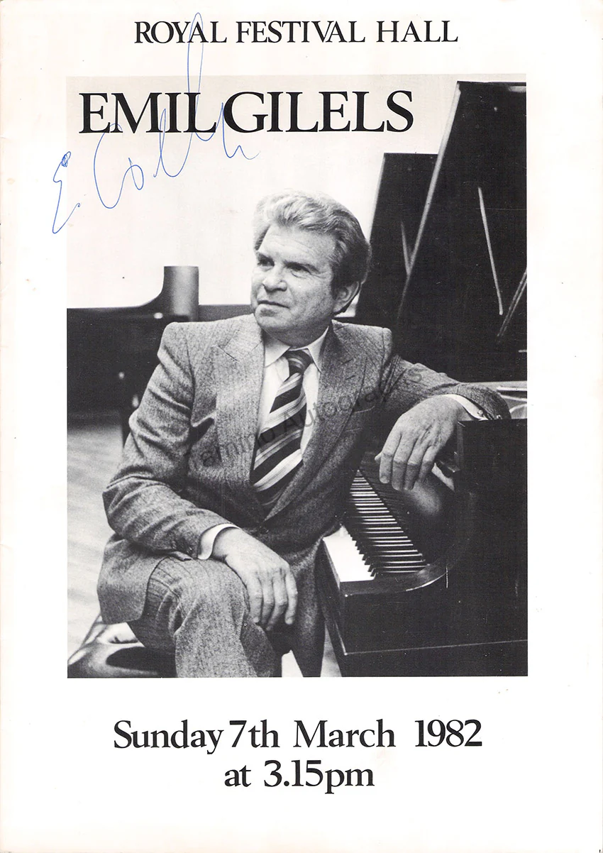Gilels, Emil - Signed Program London 1982
