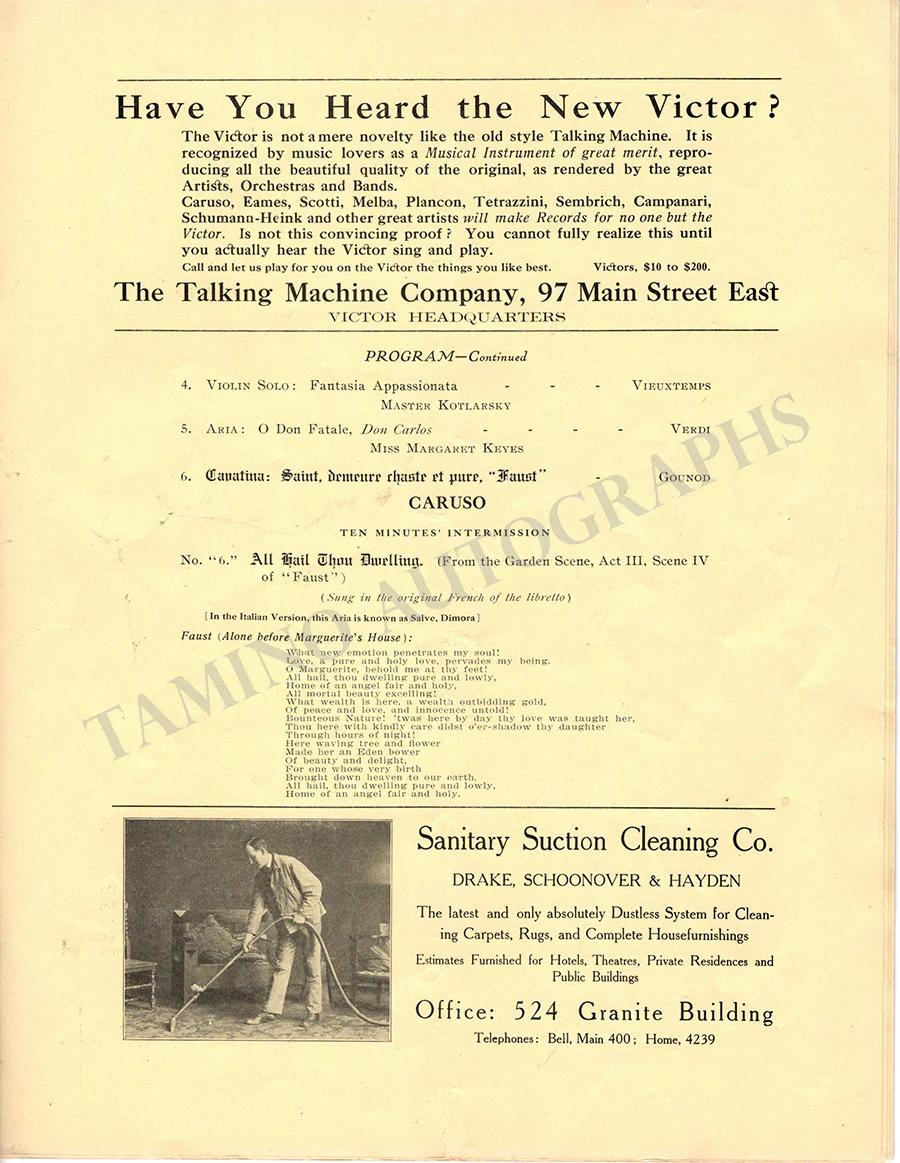 Caruso, Enrico - Concert Program New York 1908 - Image 5