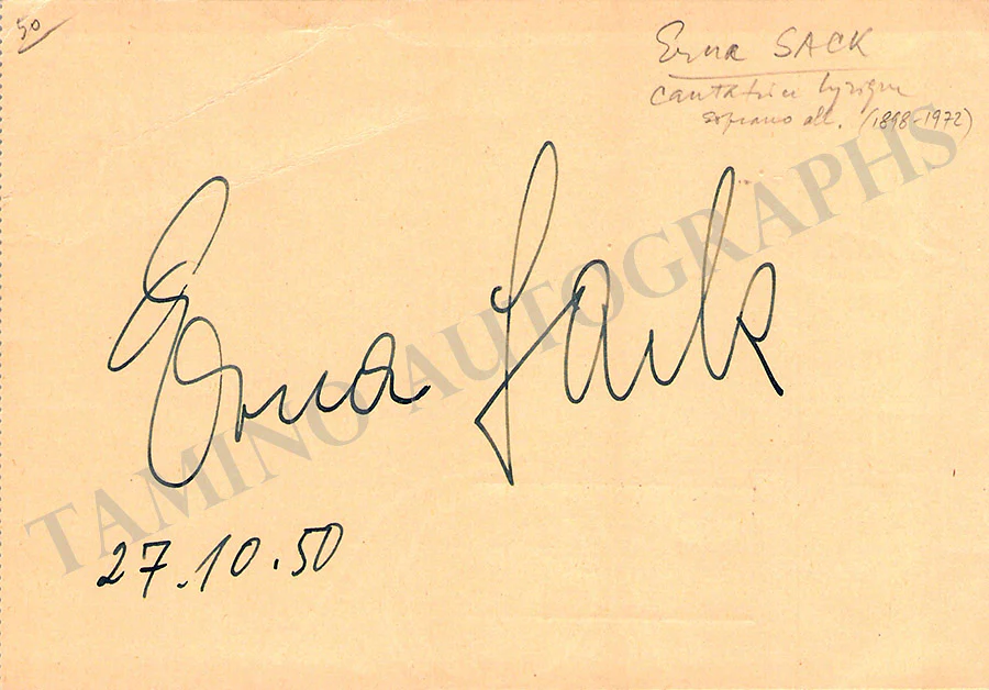 Sack, Erna - Signed Postcard 1950