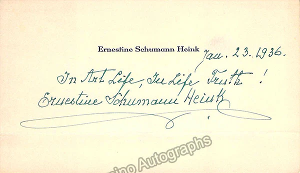 Schumann-Heink, Ernestine - Autograph Manuscripts (Various Options) - Image 6