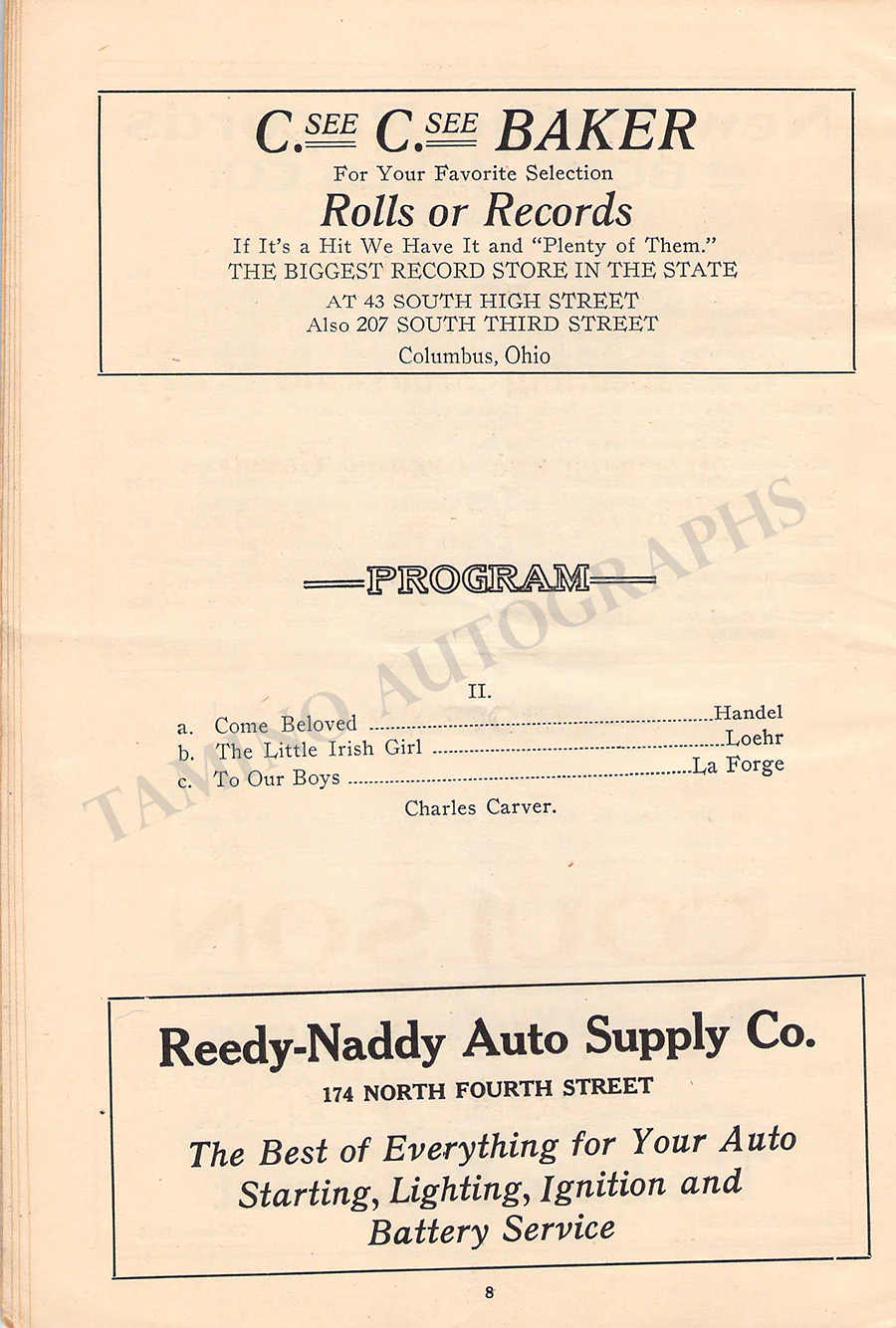 Schumann-Heink, Ernestine - Signed Program Colombus 1919 - Image 4