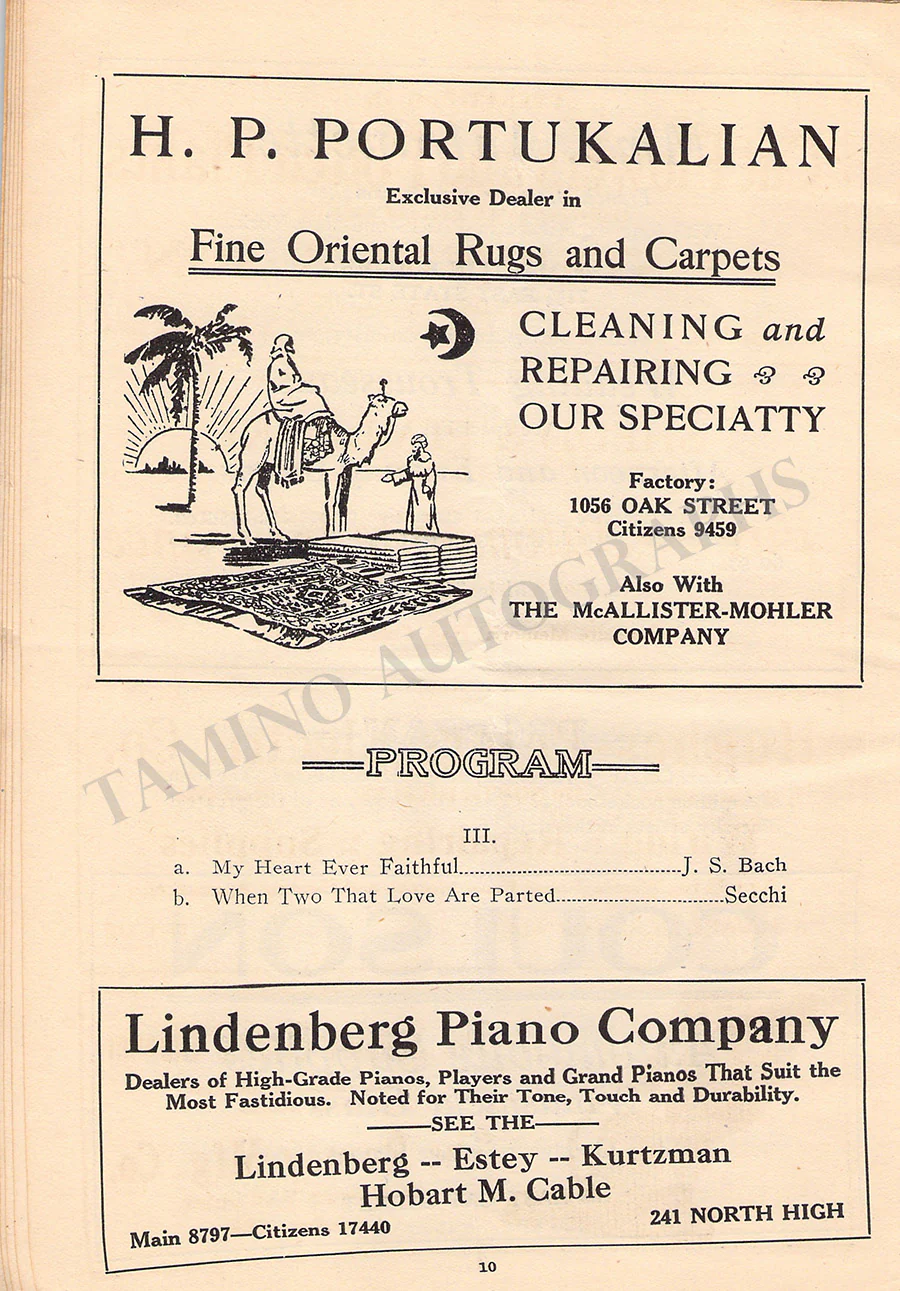 Schumann-Heink, Ernestine - Signed Program Colombus 1919 - Image 5