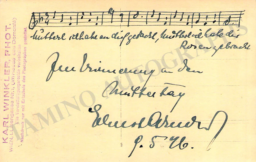 Arnold, Ernst - Signed Photograph with Music Quote 1946 - Image 2