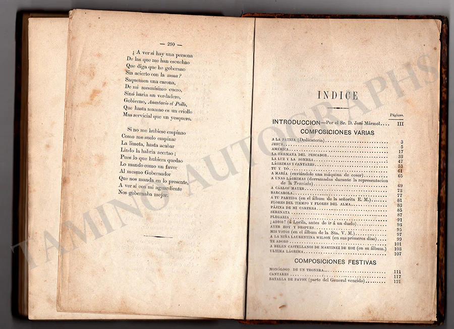 Del Campo, Estanislao - Signed Book "Poesias" - Image 3