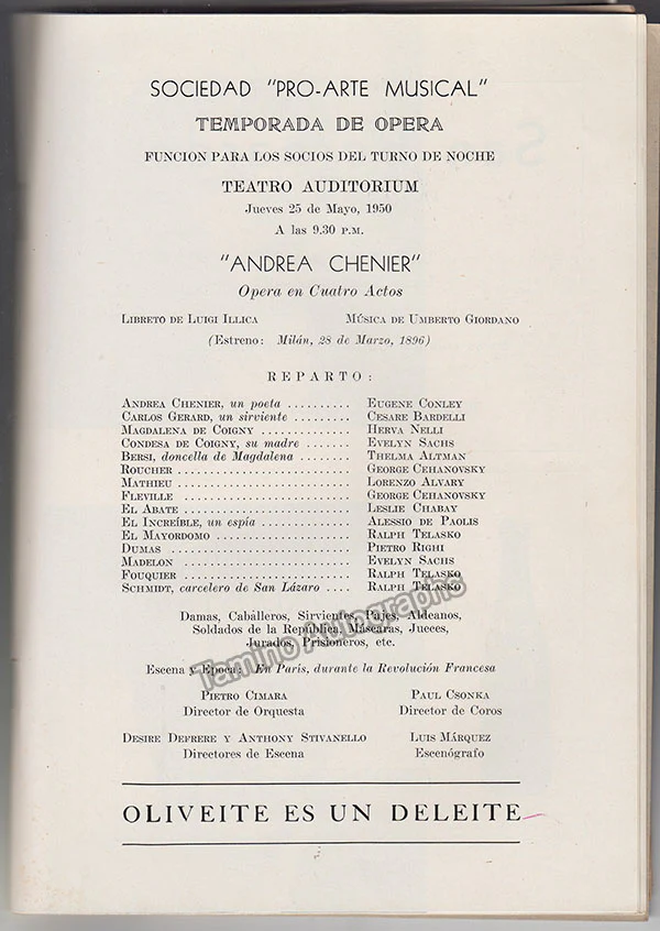 Conley, Eugene - Cimara, Pietro - Signed Program Havana 1950 - Image 3