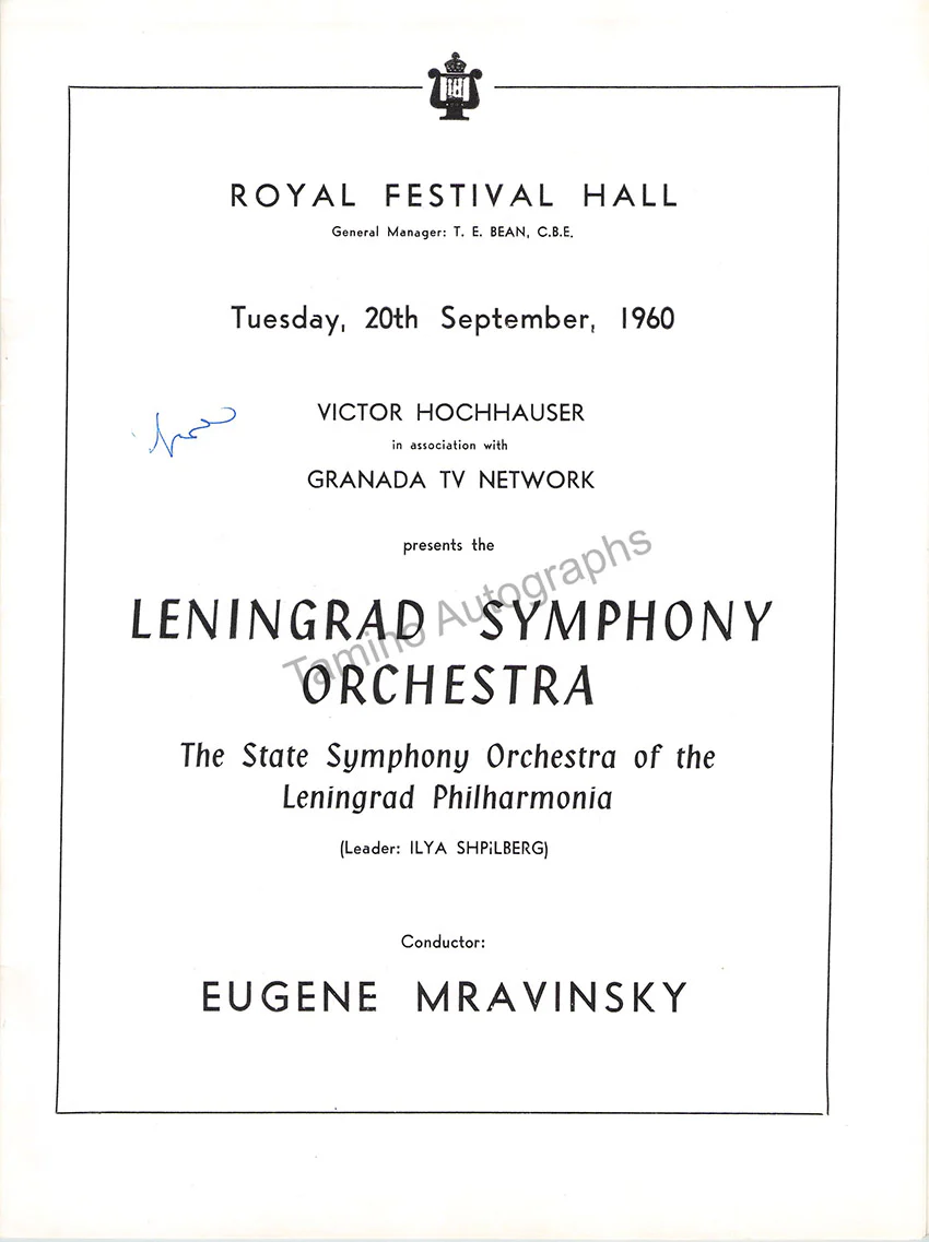 Mravinsky, Eugene - Shostakovich, Dmitri - Double Signed Program London 1960 - Image 3