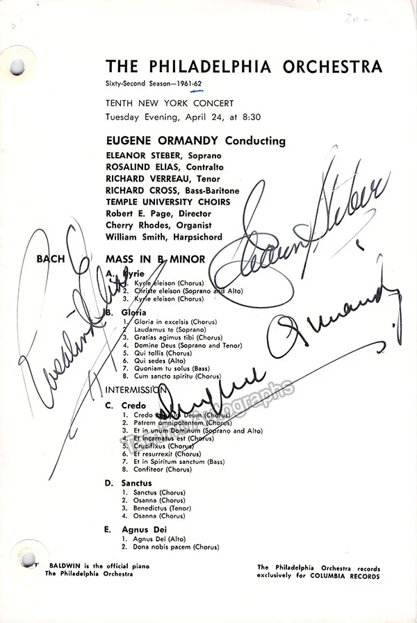 Ormandy, Eugene - Signed Concert Programs (Various Options) - Image 10