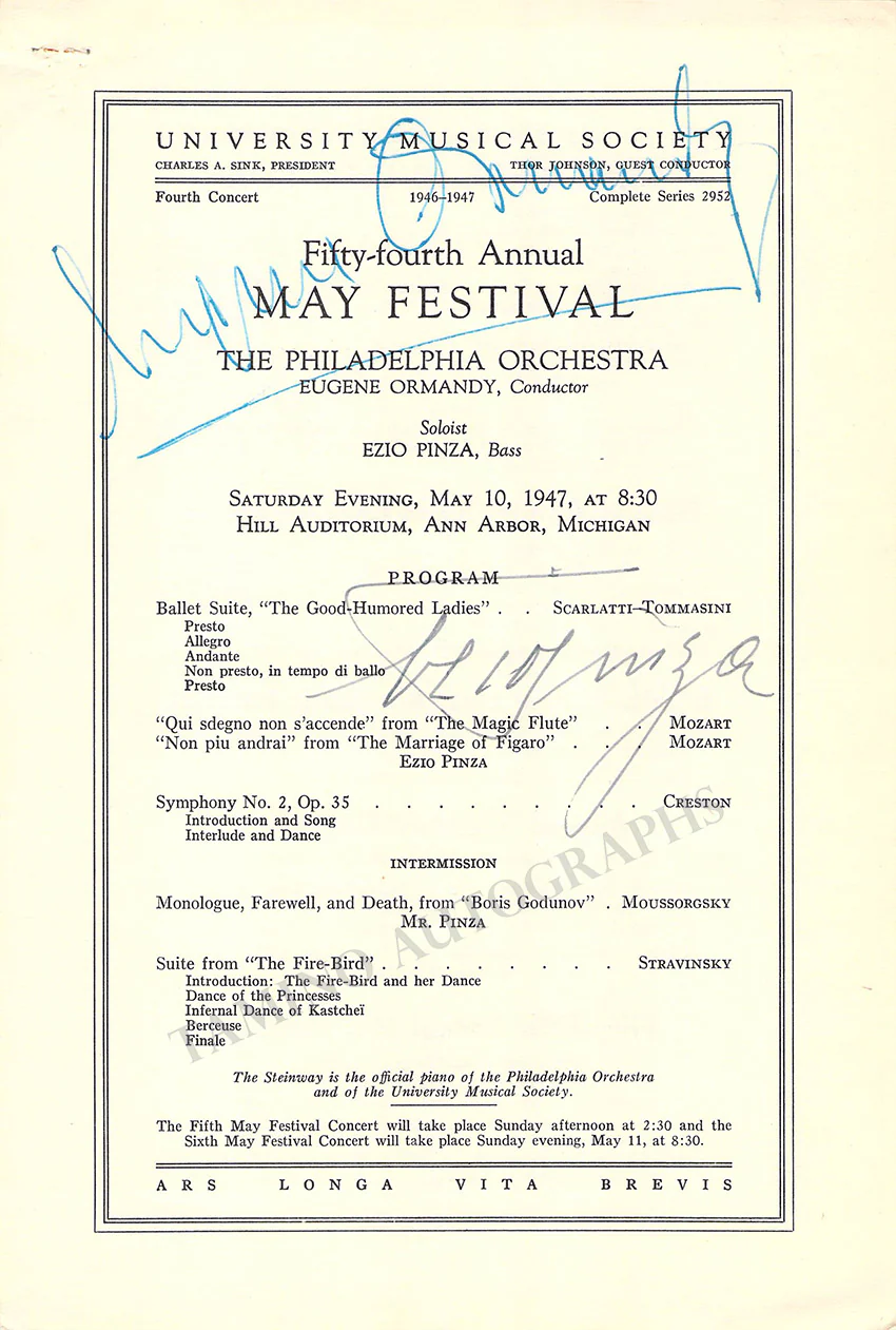 Ormandy, Eugene - Signed Concert Programs (Various Options) - Image 11