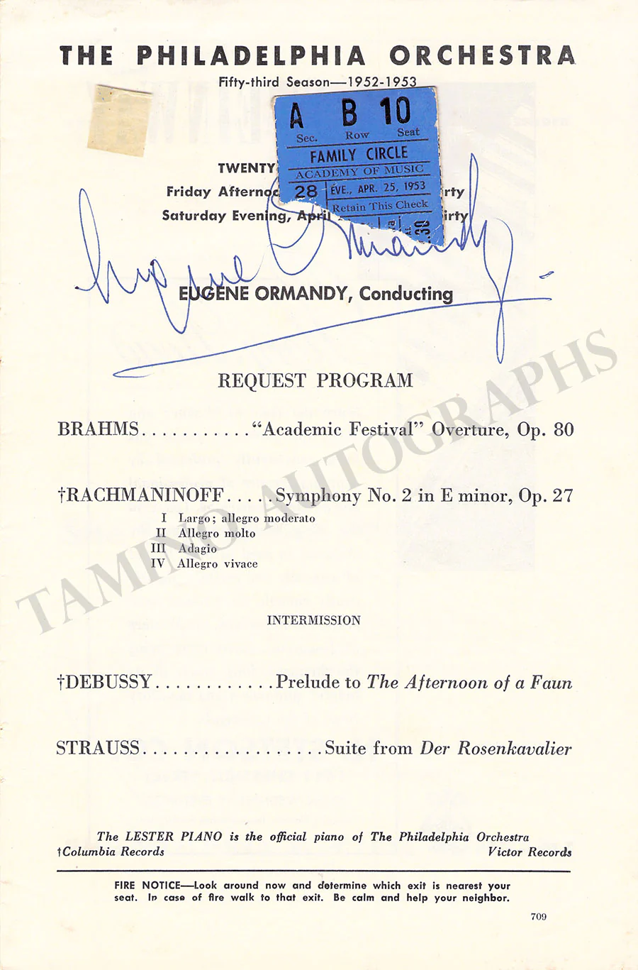 Ormandy, Eugene - Signed Concert Programs (Various Options) - Image 12