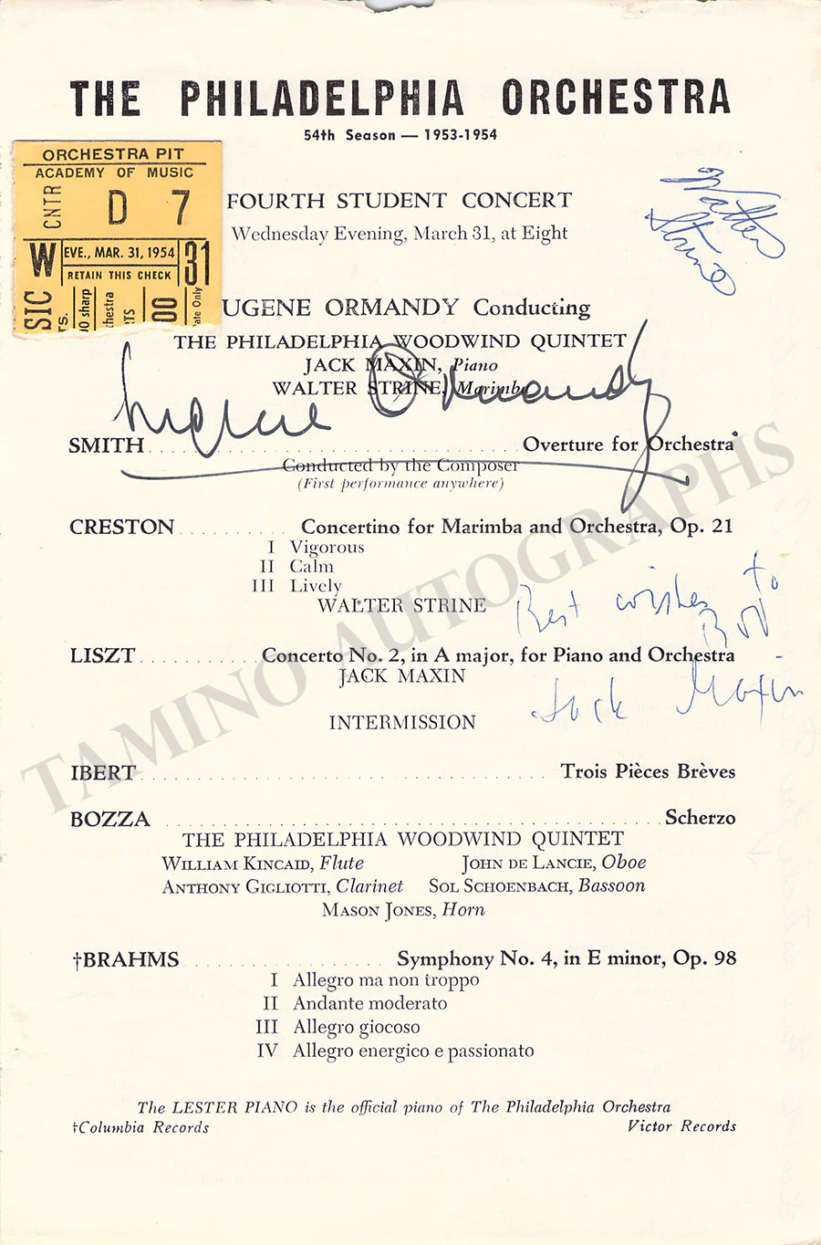 Ormandy, Eugene - Signed Concert Programs (Various Options) - Image 13