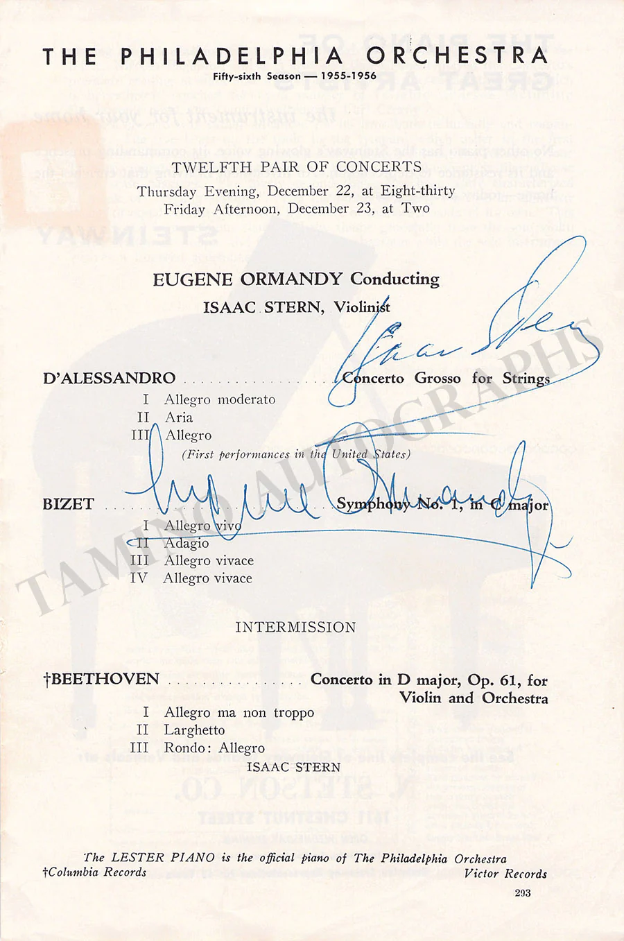 Ormandy, Eugene - Signed Concert Programs (Various Options) - Image 16