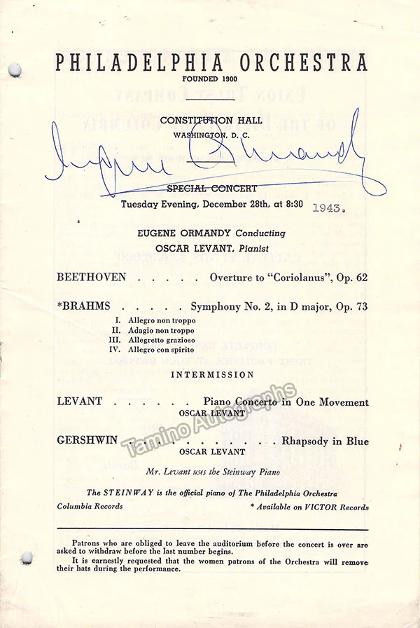 Ormandy, Eugene - Signed Concert Programs (Various Options) - Image 6