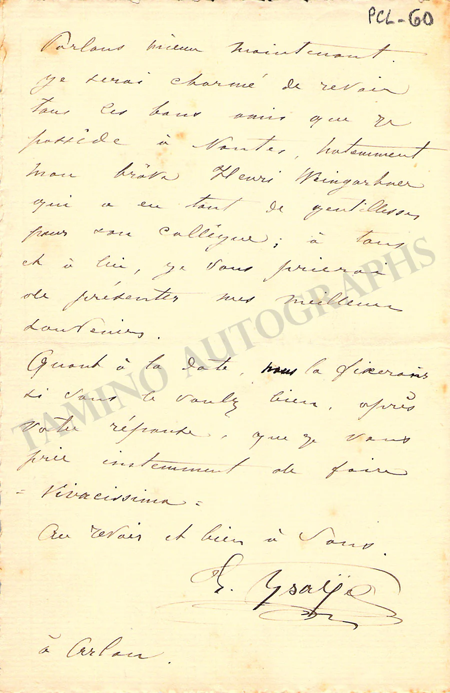 Ysaye, Eugene - Autograph Letter Signed - Image 3