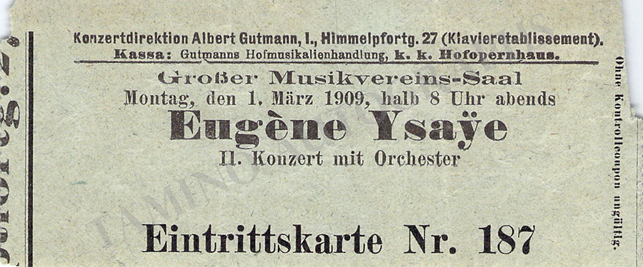 Ysaye, Eugene - Concert Program Vienna 1909 - Image 2