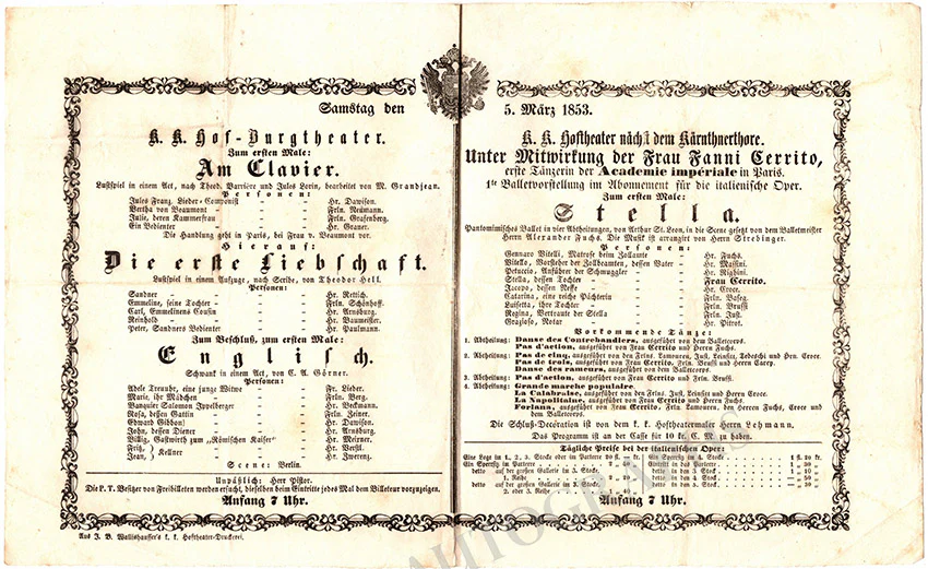 Cerrito, Fanny - Program "Stella" 1853