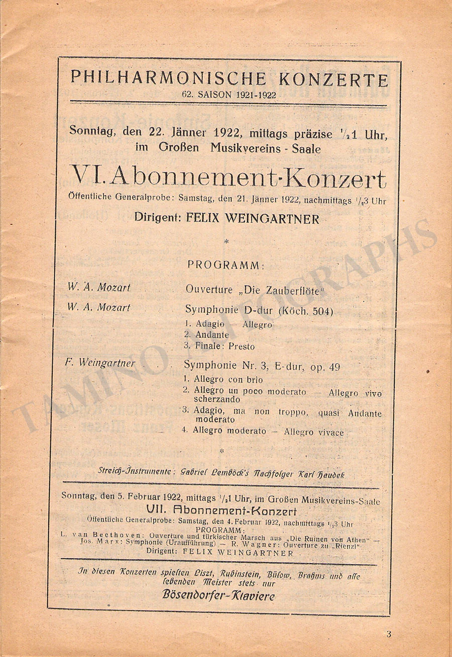 Weingartner, Felix - Unsigned Concert Programs (Various Options) - Image 33