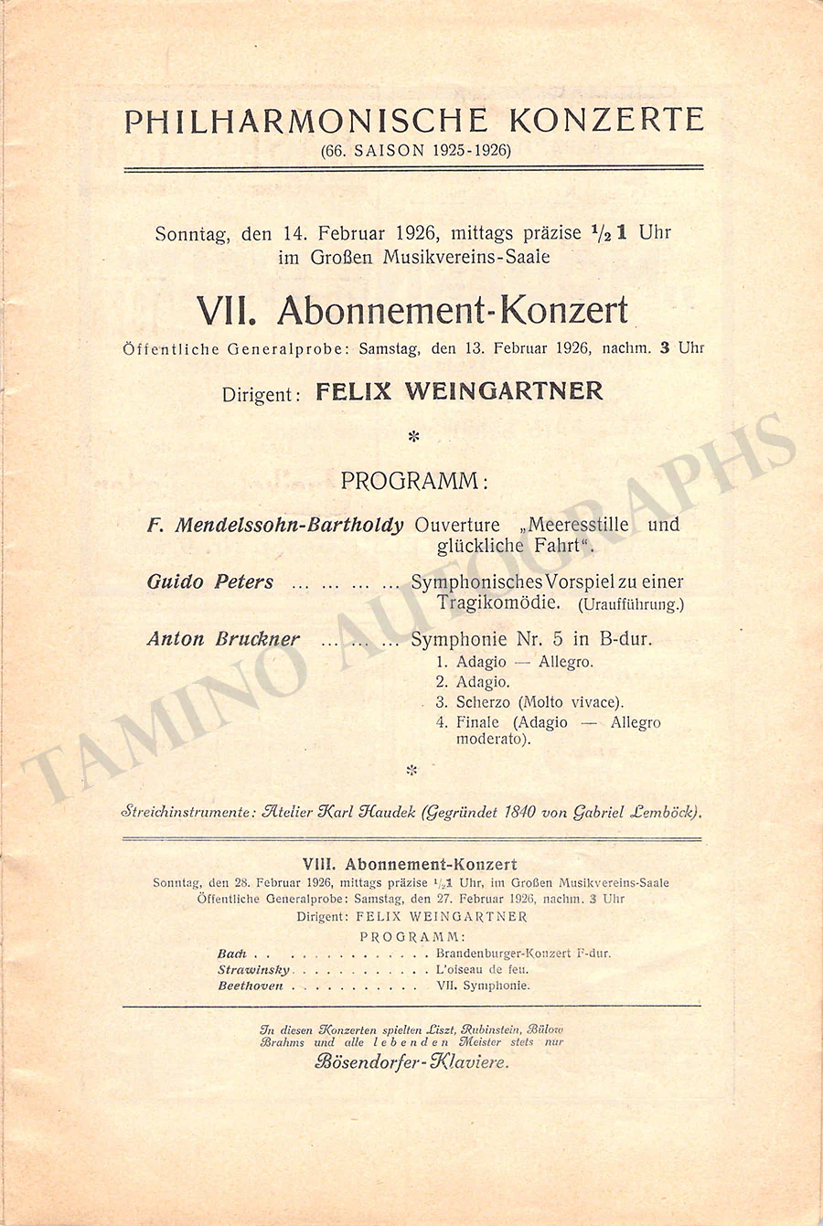 Weingartner, Felix - Unsigned Concert Programs (Various Options) - Image 35