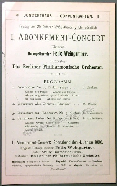 Weingartner, Felix - Unsigned Concert Programs (Various Options) - Image 8