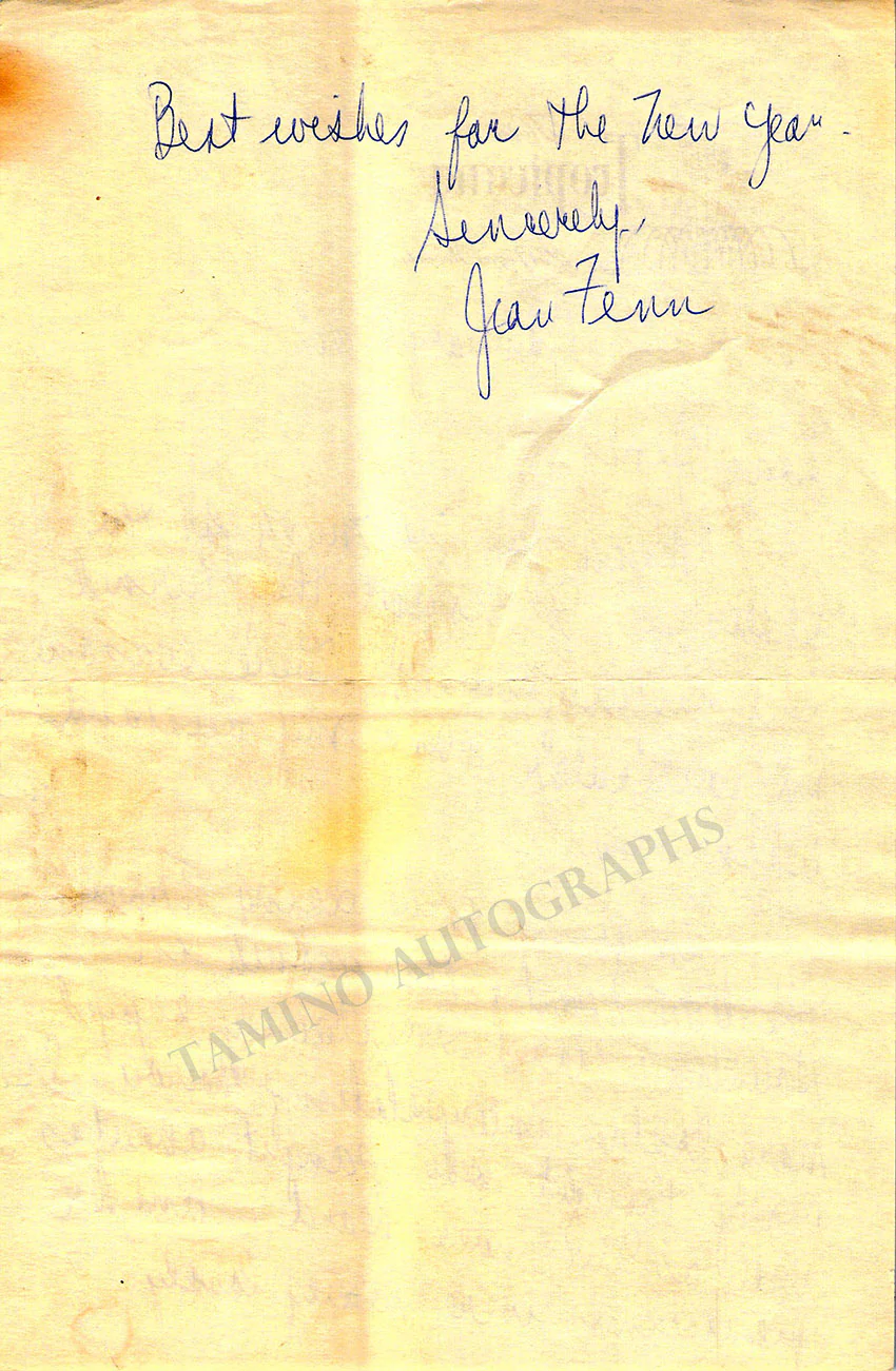 Fenn, Jean - Autograph Letter Signed - Image 2