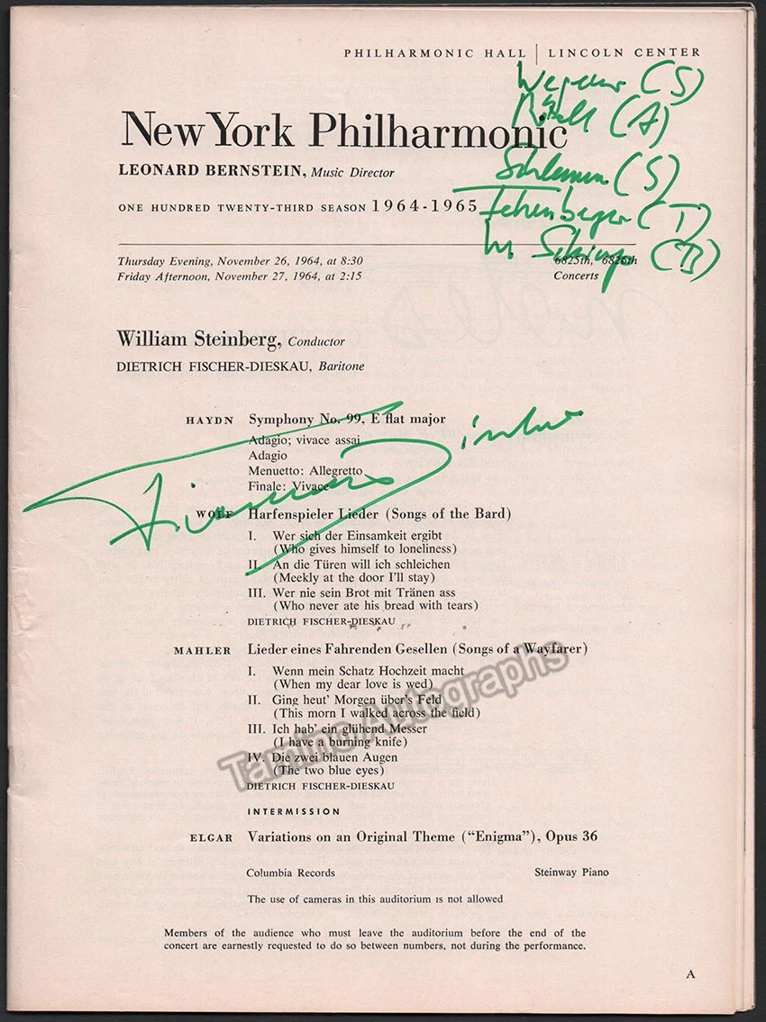 Fischer-Dieskau, Dietrich - Set of 3 Signed Concert Programs 1964-1967 - Image 2