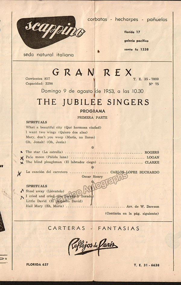 Fisk Jubilee Singers - Program with six signatures - Image 2