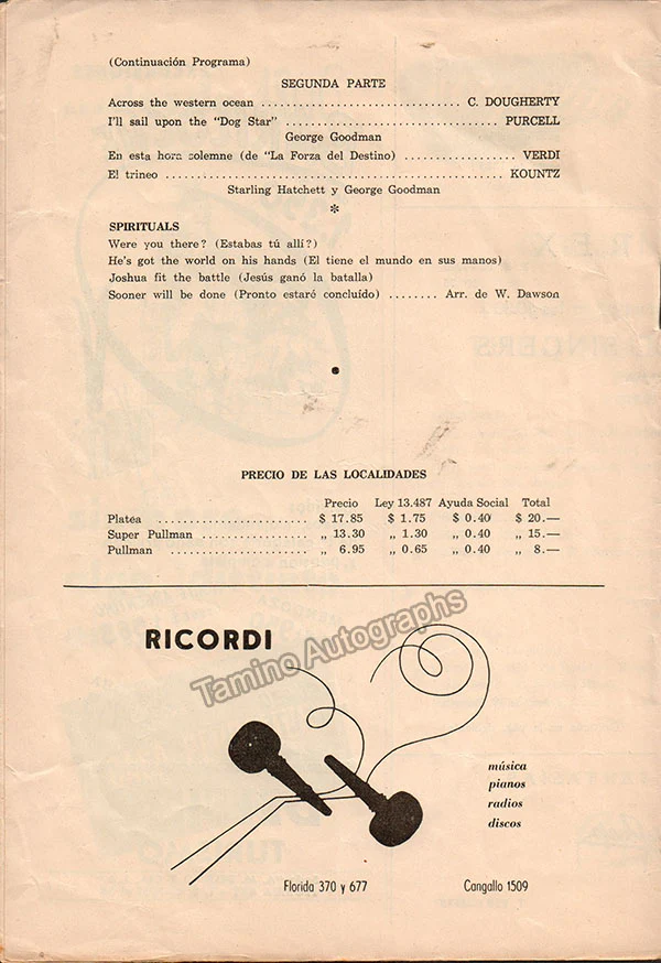 Fisk Jubilee Singers - Program with six signatures - Image 3