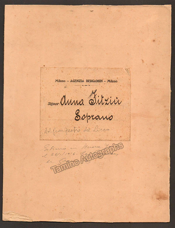 Fitziu, Anna - Signed Photograph in role 1914 - Image 2