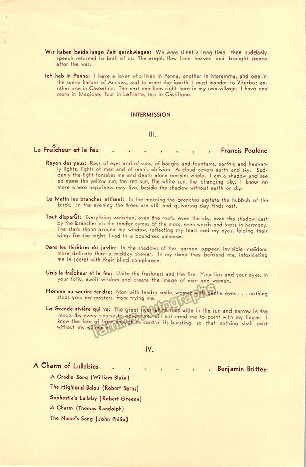 Forrester, Maureen - Signed Concert Program 1967 - Image 3