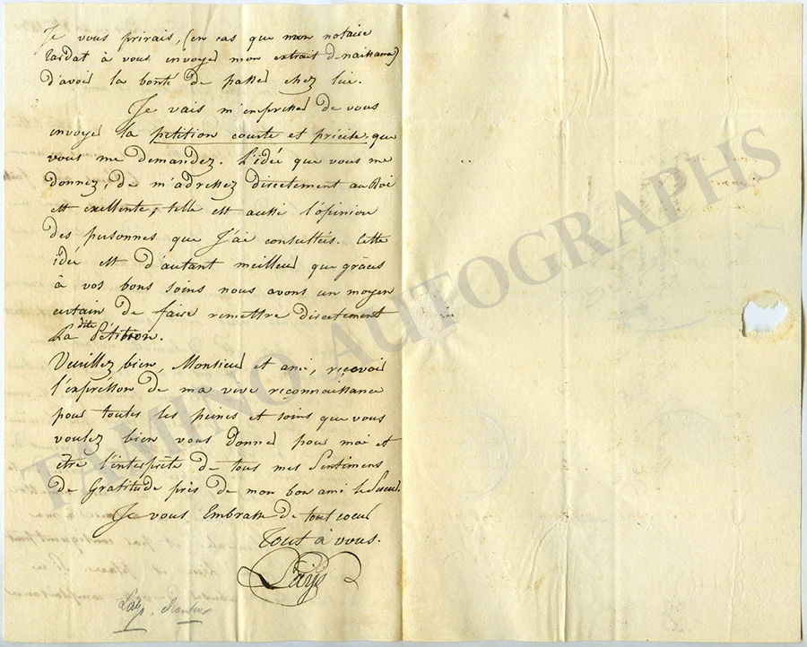 Lays, Francois - Autograph Letter Signed 1830 - Image 2