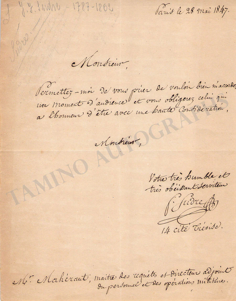 Sudre, Francois - Set of 2 Autograph Letters Signed