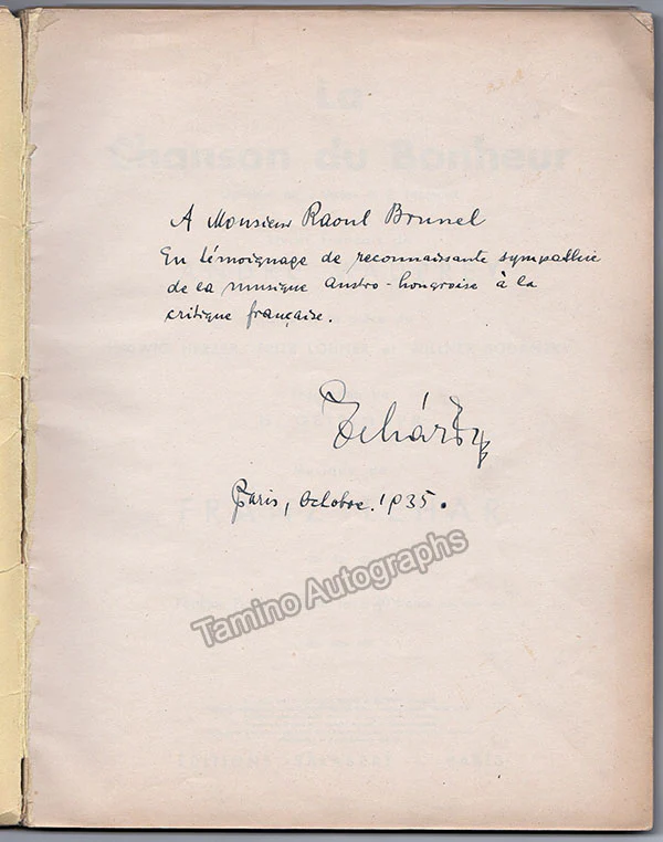 Lehar, Franz - Signed Score La Chanson du Bonheur